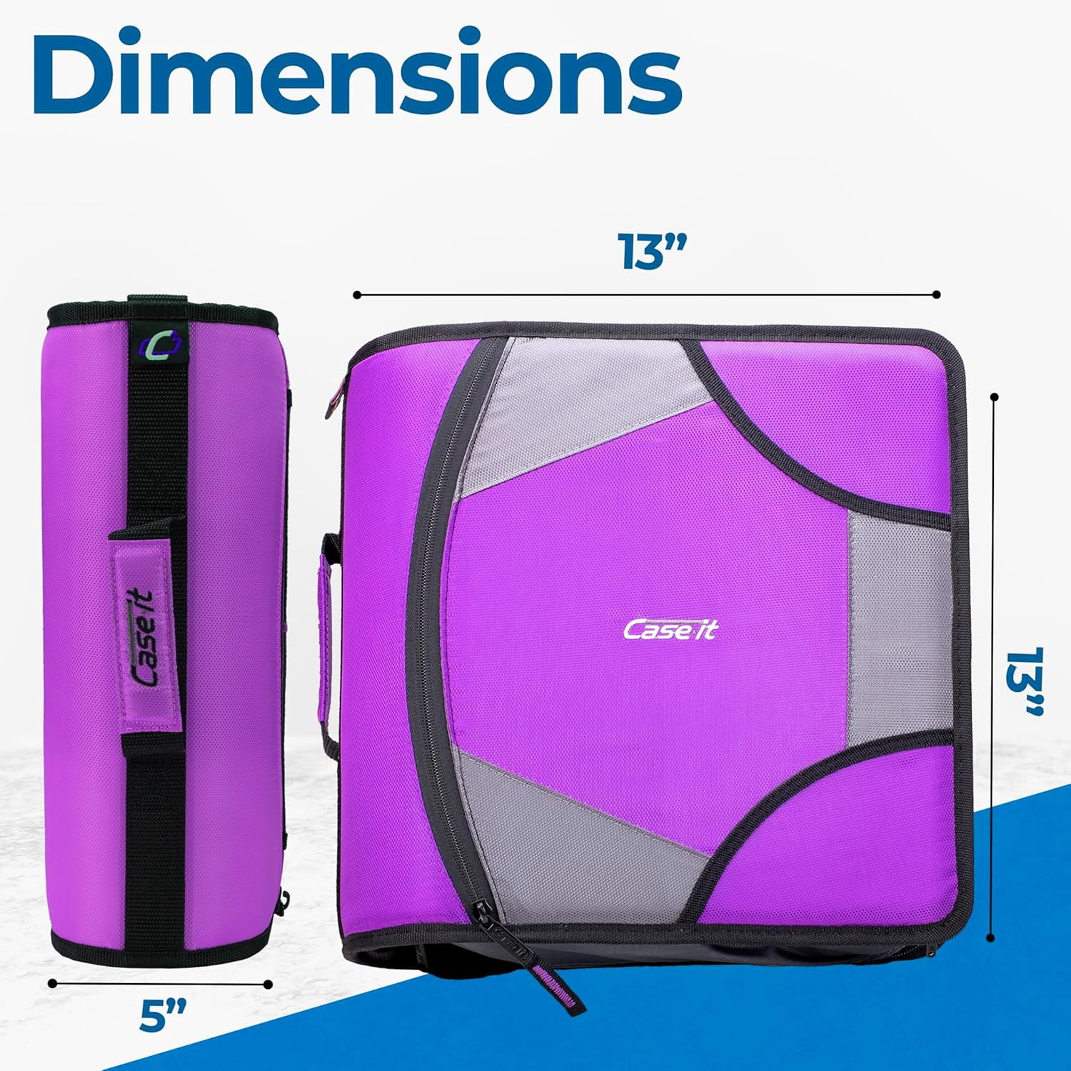 Case it King Size Mighty Zip Tab Binder, 3 Rings, 4" Capacity, 11 X 8.5, Purple