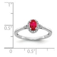 thumbnail image 3 of 14K White Gold Ring Band Gemstone Ruby Oval Red Diamond Round, 3 of 3