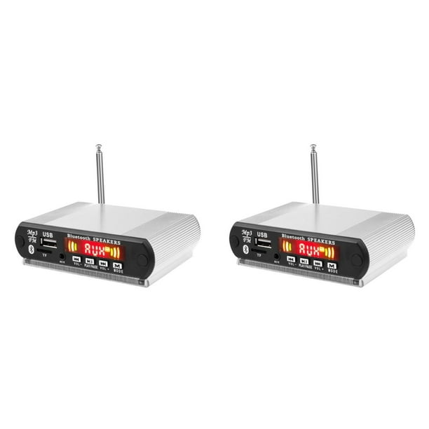 2X Placa Decodificadora de Reproductor MP3 con Bluetooth, Radio FM, USB, TF, Audio Inalámbrico y Llamadas Manos , Control Remoto Plateado