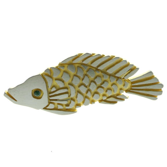 Mi Amore Fish Brooch-Pin Gold-Tone/Silver-Tone