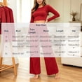 thumbnail image 3 of Kyntgho Women's Two Piece Pajama Set, Long Sleeve Cropped Crew Neck Top with High Waist Wide Leg Pants, for Lounging and Restful Nights, 3 of 6