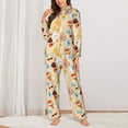 thumbnail image 3 of Wukai Summer Travel Print Women's Pajama Set - Soft Long Sleeve Sleepwear for Comfort and Style-Small, 3 of 9