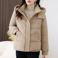 thumbnail image 6 of PiGOGI Women's Winter Jacket Hooded Casual Winter Coat Fall Outerwear Khaki L, 6 of 6