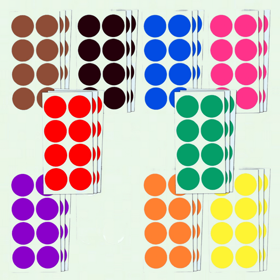 240 Pack of 2 Inch Round Large Color Transfer Sticker Labels in 10 Colors