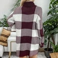 thumbnail image 4 of Vestido suéter Gibobby Navideño Mujer contraste colores a cuadros sueltos cuello otoño invierno Rojo L, 4 of 5