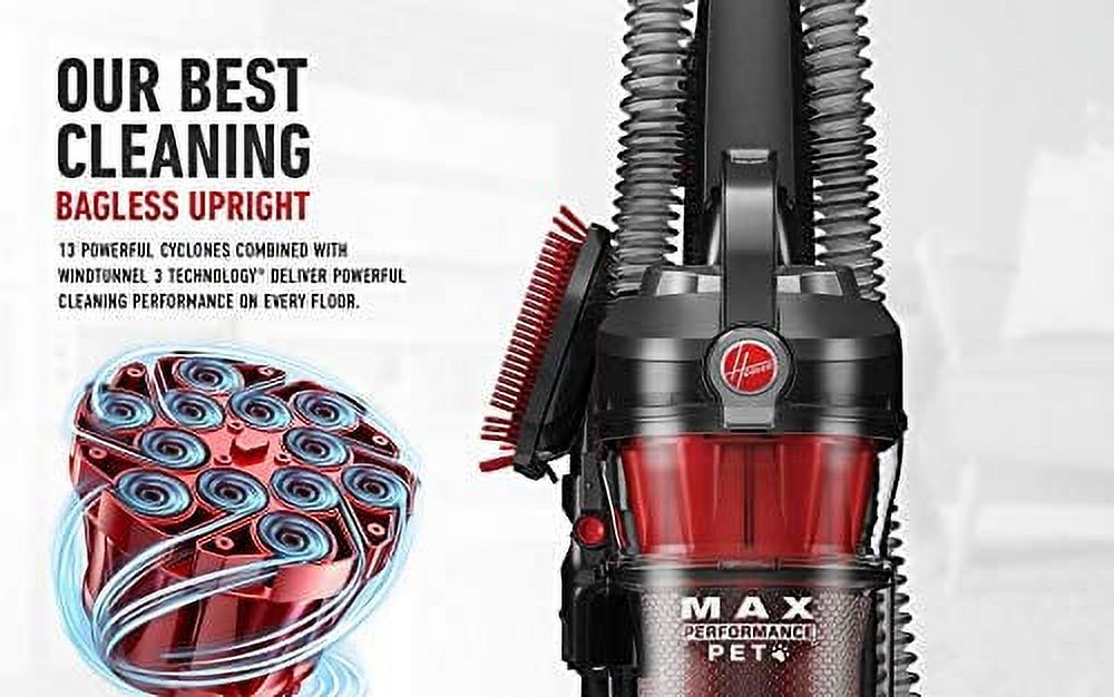 Hoover WindTunnel 3 Max Performance Upright Vacuum Cleaner, HEPA Media Filtration and Powerful Suction for Pet Hair, UH72625, Red - image 4 of 11