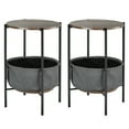 thumbnail image 1 of Costway Ensemble de 2 Tables d'Appoint Rondes Industrielles Table de Canapé Table Basse avec Panier de Rangement, 1 of 9