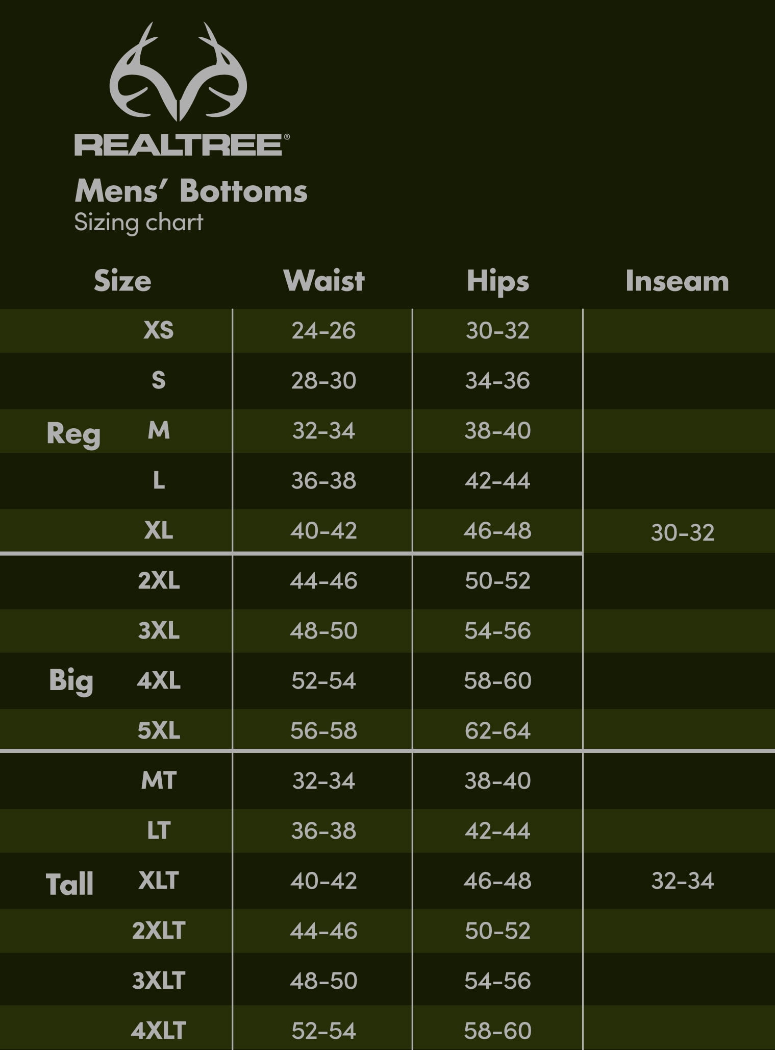 Realtree Heavyweight Thermals Sizes M-XL