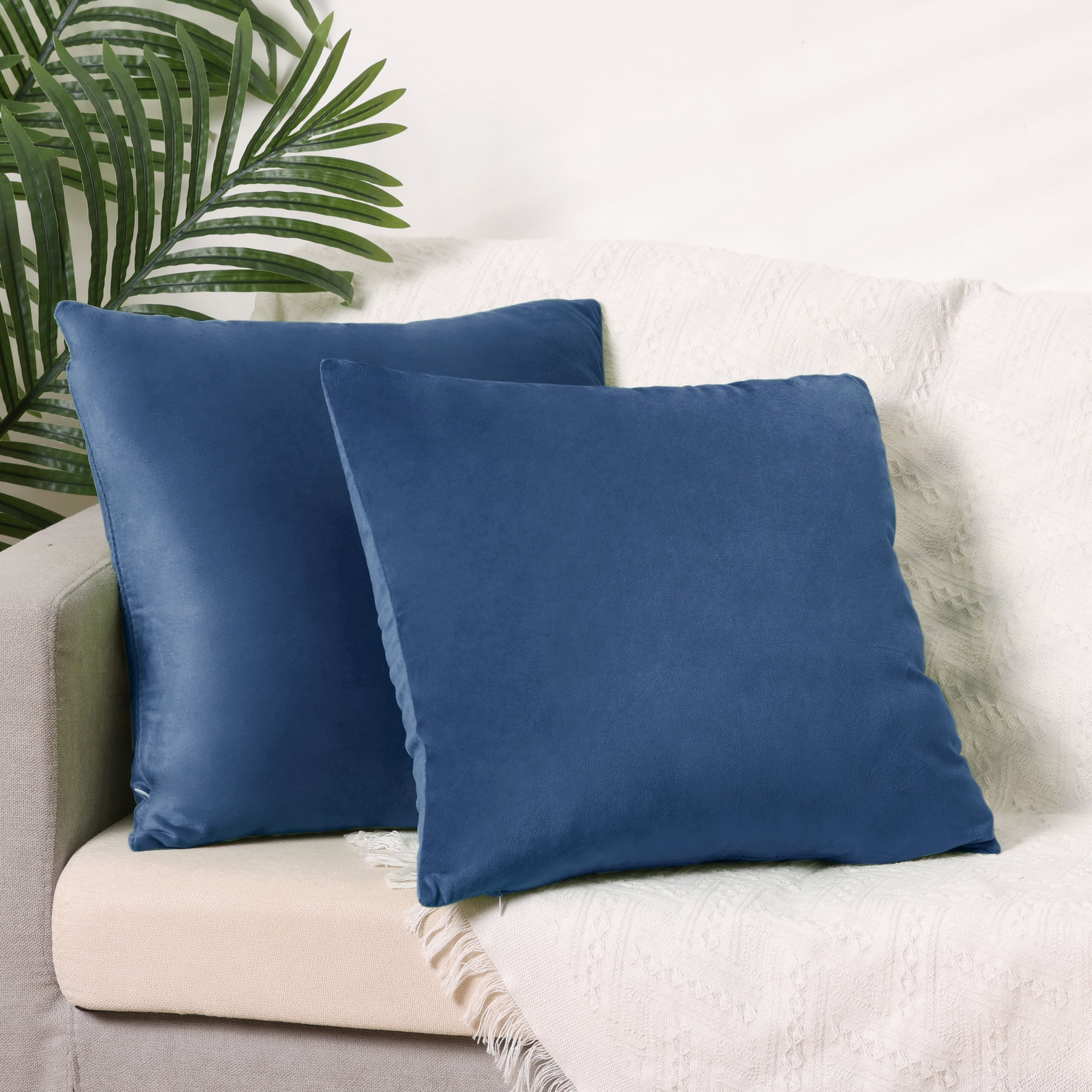 Unique Bargains Velvet Modern Zipper Cushion Decorative Throw Pillow Covers (2 Count) Royal Blue 16" x 16"