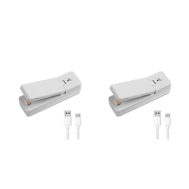 Monstrate Paquete de minisellador 2 en 1, máquina de sellado de bolsas de mano recargable por USB, sellado Manual para conservación de Gris 2piezas