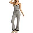 thumbnail image 4 of Gkeoshab Women Pajama Sets Women Striped Ribbed Two Piece Camisole Lounge Sets Lace Trim Tank Top & Long Pants Fashion Tie Dye Pajama Set Breathable Loungewear, 4 of 6