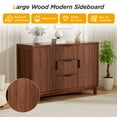 thumbnail image 5 of Vabches 47.2" W Fluted Sideboard Credenza Cabinet, 2-Doors 3-Drawer Wood Buffet Storage Cabinet with Adjustable Shelves, 5 of 12