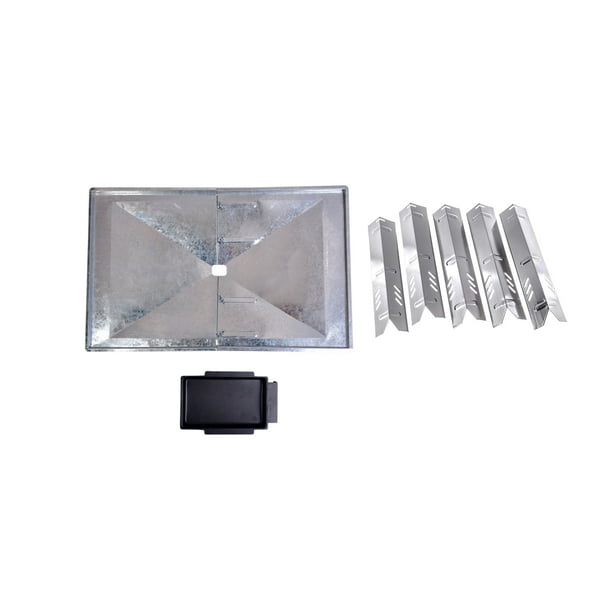 Grill Drip Pans Adjustable Grease Tray (27" to 30") and Heat Plates Set