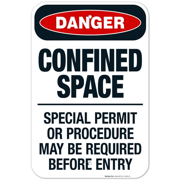 Confined Space Special Permit Or Procedure May Be Required Sign, OSHA Danger Sign, 12x18 Aluminum