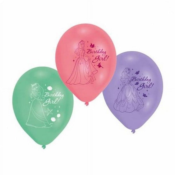 Amscan - Globos Diseño Princesa de Látex Feliz Cumpleaños - Pack de 6 (Multicolor)