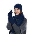 thumbnail image 2 of Fenny Hat Gloves Scarf Set Women Fleece Slouchy Womens Scarves Touch Screen Winter Gloves Men Outdoor Beanie Navy, 2 of 4