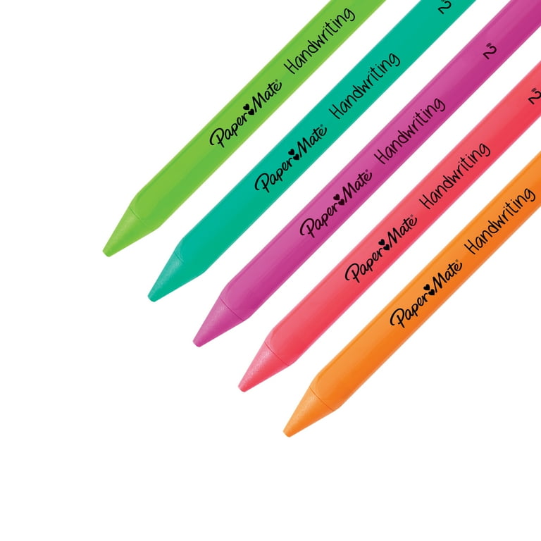 Paper Mate Handwriting Triangular Mechanical Pencils, HB #2 Lead (1.3mm),  Fun Barrel Colors, 5 Pencils, 1 Lead Refill Set, 2 Erasers