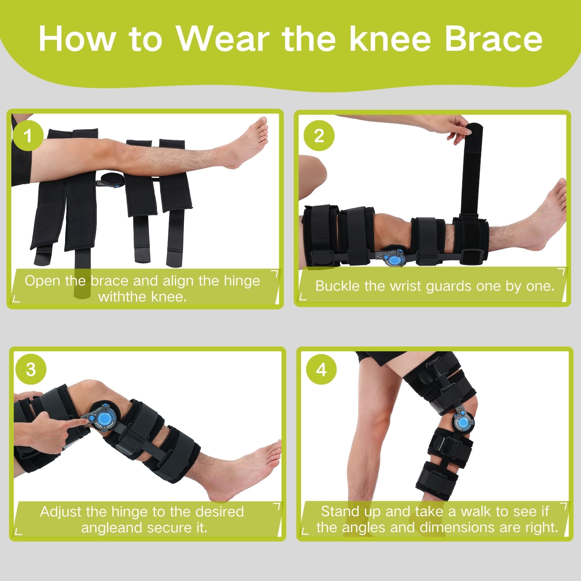 Hinged ROM Knee Brace Post Op Knee Support Adjustable Knee Immobilizer with Side Leg Stabilizers for Men and Women for Meniscus Tear, Arthritis, ACL, PCL, Osteoarthritis, Orthopedic Rehab