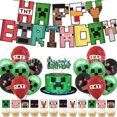 thumbnail image 2 of Minecraft Theme Happy Birthday Banner Birthday Decoration Background And Theme Party-SinKeeU, 2 of 4