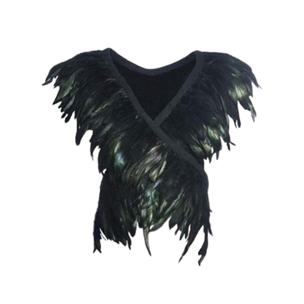 Capa de encogimiento de hombros tipo poncho de chal de plumas artificiales para disfraz de de espectáculo