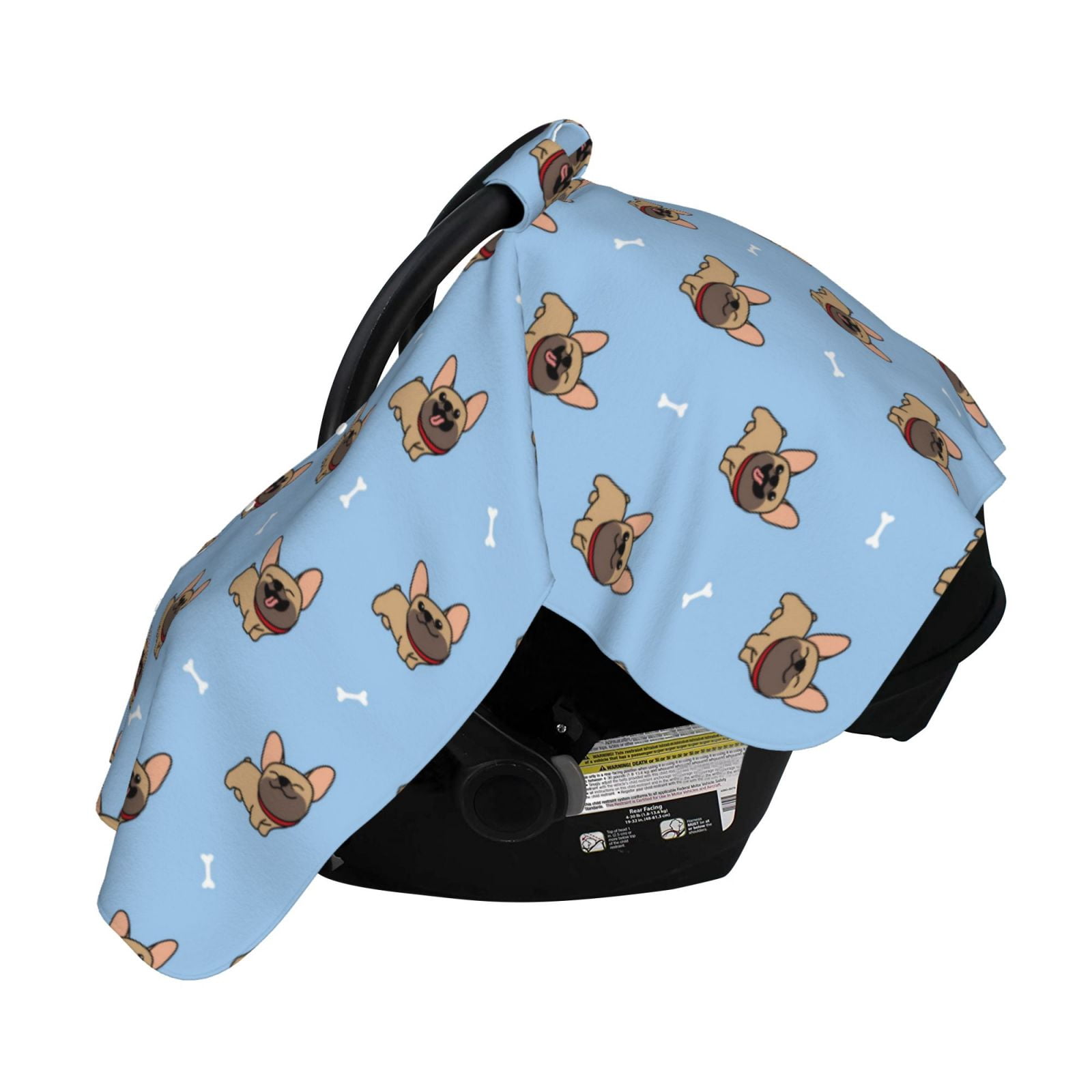 Naloa Brown French Bulldog Baby Car Seat Cover, Breathable Baby Carrier Cover, Multiuse Baby Carrier Cover & Nursing Breastfeeding Cover