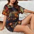 thumbnail image 4 of Goofa Vintage Floral Skull for Womens Cotton 2 Piece Pajamas Set Classic Short Sleeve Pjs Set Soft Button Down Sleepwear Loungewear-Large, 4 of 7