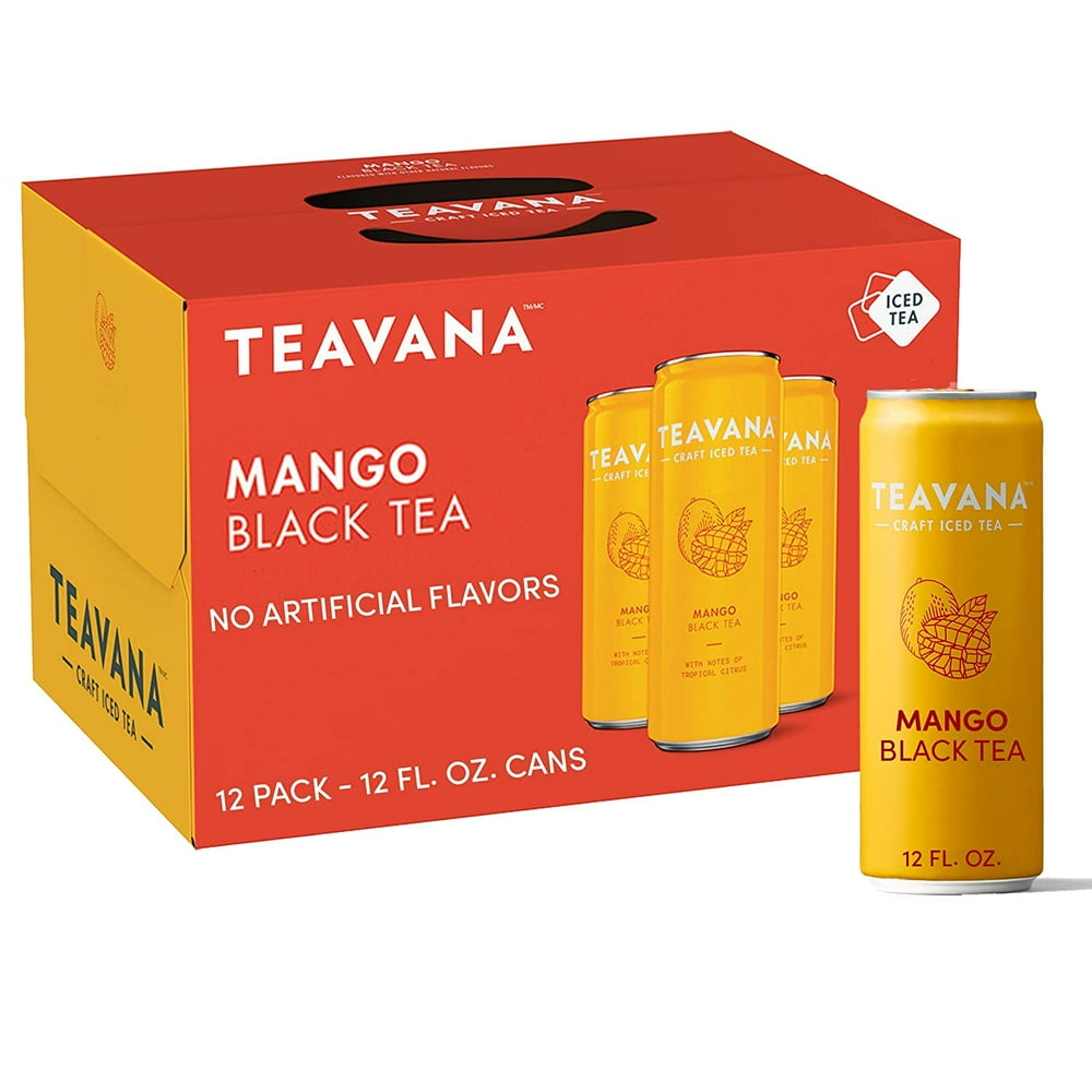 Teavana Craft Iced Natural Tea with Lime Flavor Cans (Pack of 12), Mango Black, 144 Fl Oz