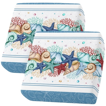 Couch Cushion Covers Ocean Coral Starfish Conch Sofa Cushion Cover Stretch Seat Covers Beach Marine Life Blue Sofa Slipcovers Soft Furniture Protector for Sectional Sofas Living Room Small-2 Pieces