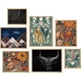 thumbnail image 2 of PixonSign Framed Canvas Print Wall Art Set - Mid-Century Mountain & Wildflowers Poster Modern Art - Gallery Set of 7 Minimal Nature Wilderness Landscape Digital Art Wall Décor for Home - Natural, 2 of 5