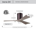 thumbnail image 6 of Matthews Fan Company IR3H-BB-GA-42 Irene 42" Brushed Bronze Hugger Ceiling Fan with 3 Gray Ash Blades, Remote and Wall Control, Indoor/Outdoor Damp Rated, 6 of 6