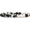 thumbnail image 1 of Natural Zebra Jasper Gemstone 8mm Round Beads Stretch Bracelet 7" Unisex, 1 of 5