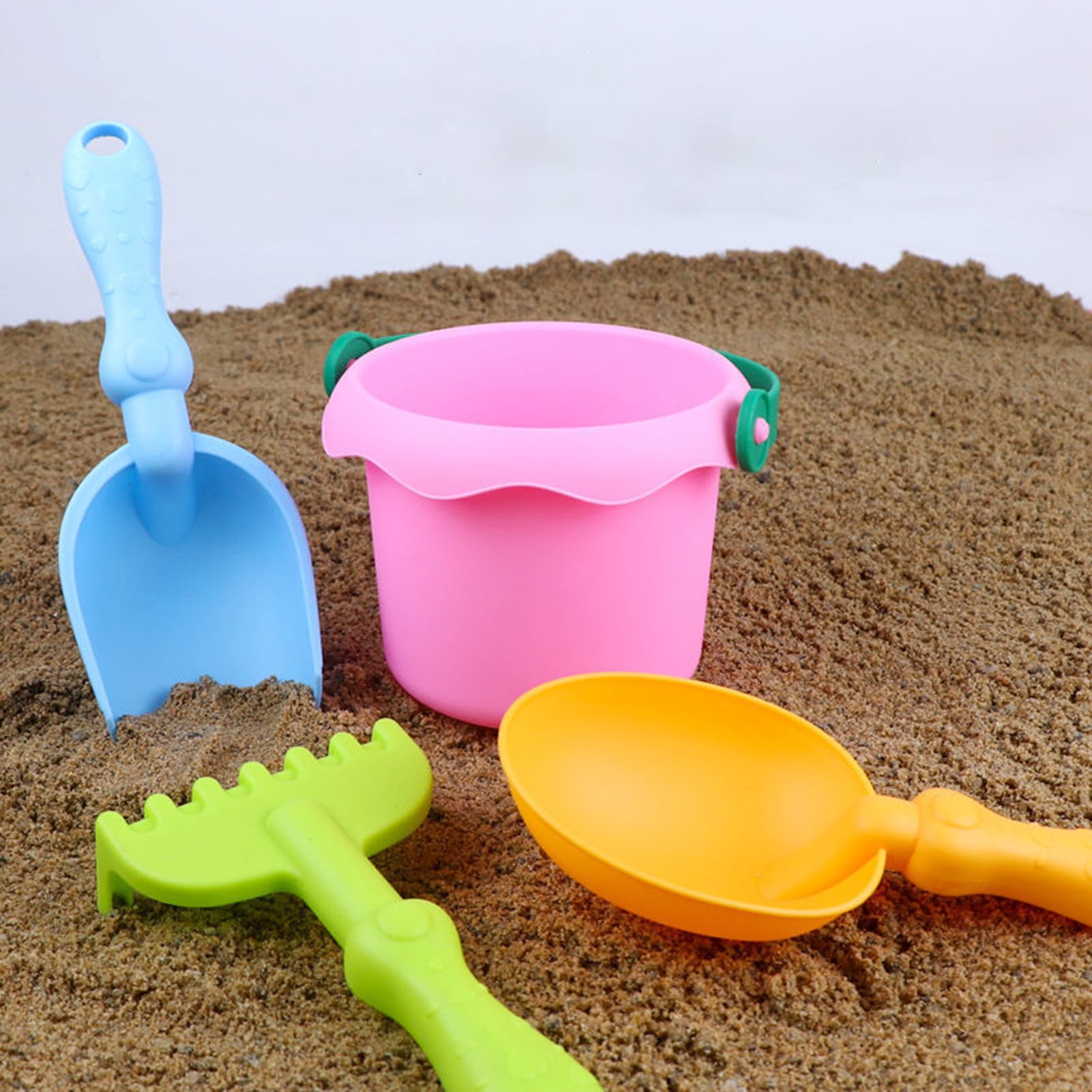 7Pcs Random Color Toys Bucket Shovel Rake Water Tools Bag O Bones Beach