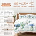 thumbnail image 6 of Queen 4 Piece Bedding Set Spring Flower Green Eucalyptus Leaves Soft Breathable Duvet Cover and Pillowcase, Hydrangea Floral Still Life Duvet Cover Set Bed Sheets for Bedroom Dormitory Guest Room, 6 of 9
