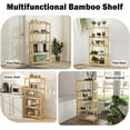 thumbnail image 4 of kinbor 5-Tier Bamboo Shelf Freestanding - Space-Saving Bathroom Standing Shelf &  Stand, 5 Shelf Bookcase for Kitchen, Living Room, Office (Natural Bamboo, Easy Assembly), 4 of 9