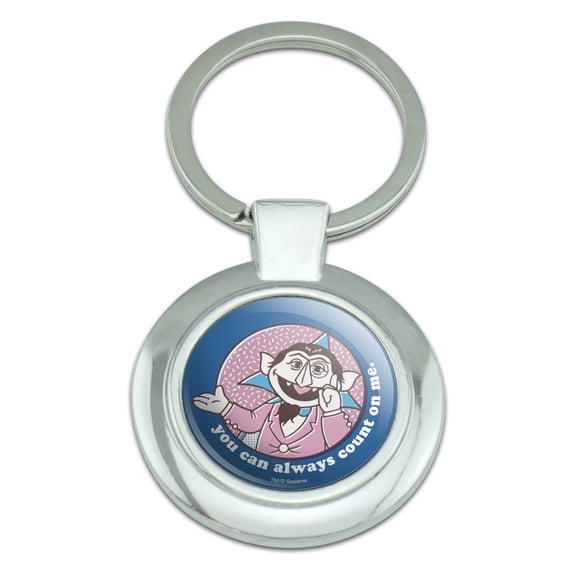 Sesame Street You Can Count on Me Keychain Classy Round Chrome Plated Metal