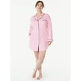 thumbnail image 2 of Joyspun Women’s Cotton Blend Long Sleeve Notch Collar Sleepshirt, Sizes S to 4X, 2 of 6