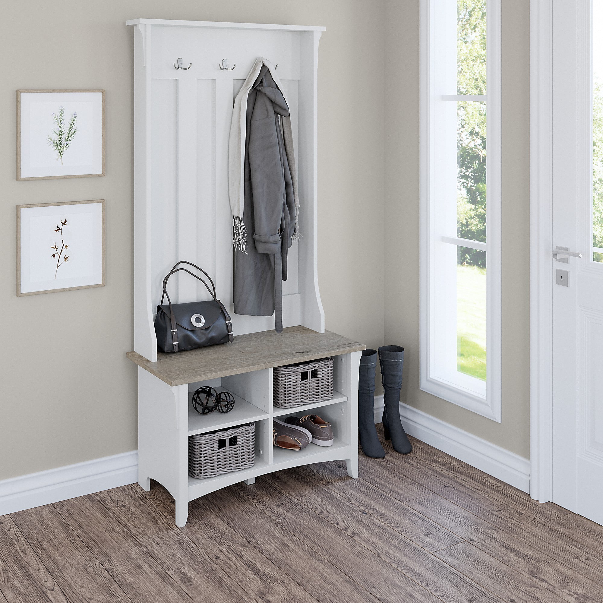 Hall tree with bench storage