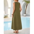 thumbnail image 3 of Merokeety Womens Summer Dresses Boho Ruched Tank Dress With Side Pockets ArmyGreen m, 3 of 5