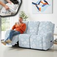 thumbnail image 5 of ZIATUBLES 8 PCS Recliner Sofa Covers for 3 Seater Counch, Soft Stretch Recliner Chair Covers with Storage Pockets Furniture Decor Slipcovers for Living Room, White Floral Light Blue, 5 of 9