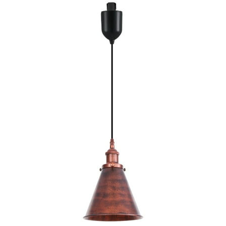 Kiven L-Type track lighting pendants Adjustable Height,L track pendant lights with Rusty Red Iron Lampshade,Farmhouse Track Lighting Fixture for Kitchen Cafe Hallway, E26 Socket