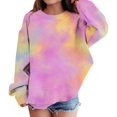 thumbnail image 5 of Mercatoo Teen Girls Tie Dye Crew Neck Sweatshirts Cute Cotton Pullover Sweatshirts Kids Long Sleeve Gradient Color Sweater, 5 of 7