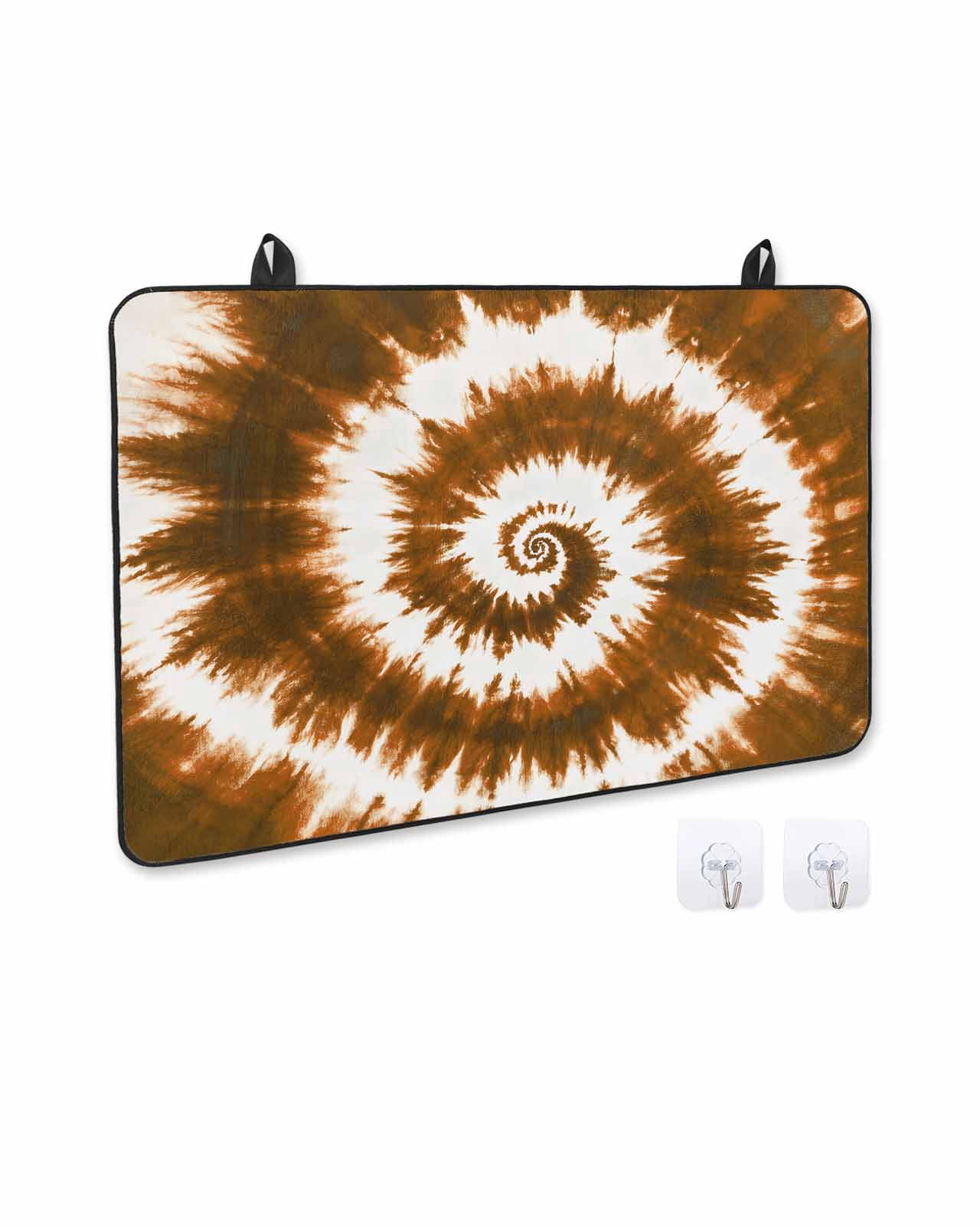 nqOlkjepod Large Induction Cooktop Protector Mat 24"x21", Brown Ombre Stove Top Covers for Electric Stove, Country Vintage Ethnic Tribal Tie Dye Stove Burner Cover Mats, Glass Top Stove Cover