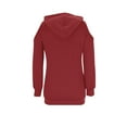 thumbnail image 6 of Women's Hoodies Cold Shoulder Trendy Sweatshirts Long Sleeve Casual Pullover Hooded Solid Color Fall Cutout Tops (L, Wine), 6 of 7