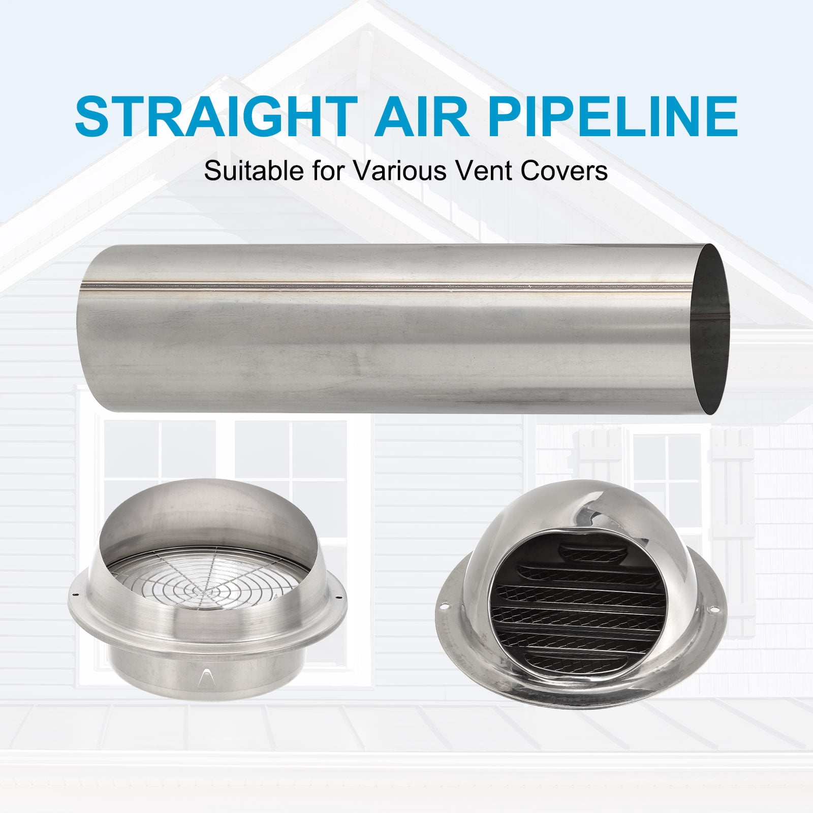 Uxcell 4 Inch Round Straight 12 Inch Long Stainless Steel Duct Exhaust Pipe