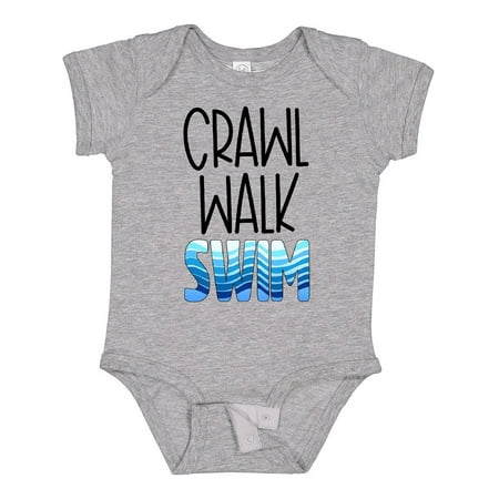 

Inktastic Crawl Walk Swim Wave Design Boys or Girls Baby Bodysuit