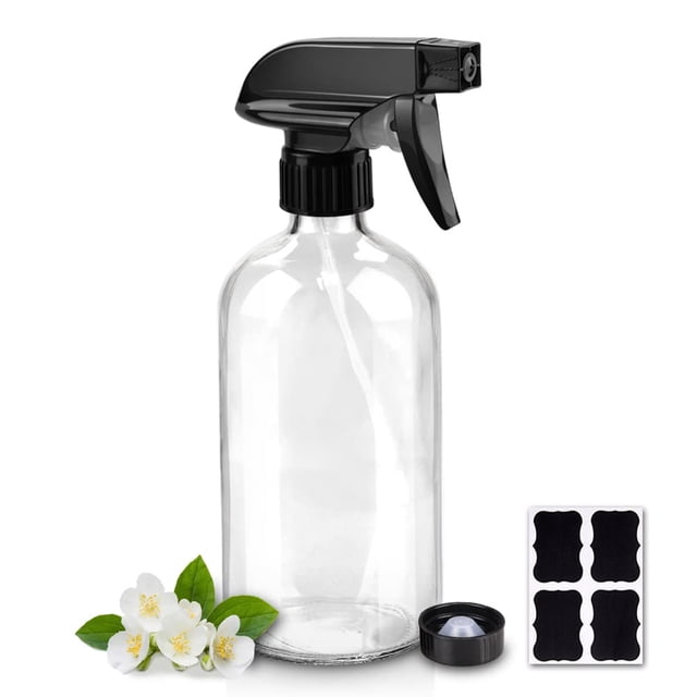 Botella rociadora de vidrio Worldgsb de 500 ml, recargable, con boquilla, transparente