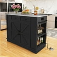 thumbnail image 6 of Craftian Kitchen Island Table with Storage & Power Outlet, Kitchen Island Cart with Drop Leaf, Black, 6 of 8