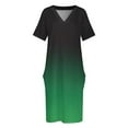 thumbnail image 4 of Degradado negro a verde-vestido suelto con bolsillo ombré vestido holgado para mujer vestido de verano para mujer 2025, 4 of 7