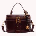 thumbnail image 3 of husxh Retro Leather Bucket Bag for Women Zipper Closure Shoulder Purses (Wine Red), 3 of 9