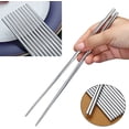 thumbnail image 1 of 10 pares de palillos reutilizables, palillos de metal de acero inoxidable, palillos japoneses chinos coreanos aptos para lavavajillas, 8,9 pulgadas (plata/palillos para picar), 1 of 7